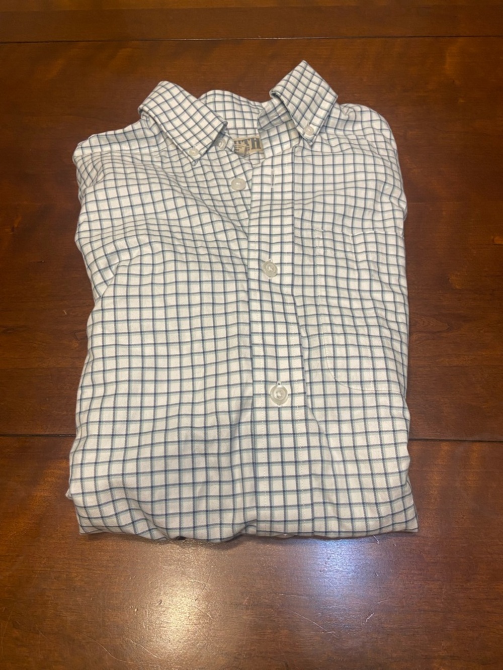 Duluth Trading White and Blue Checkered Long Sleeve Button Down Work Shirt Men S